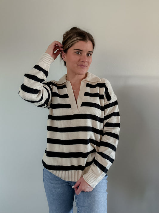 Collared Striped Sweater